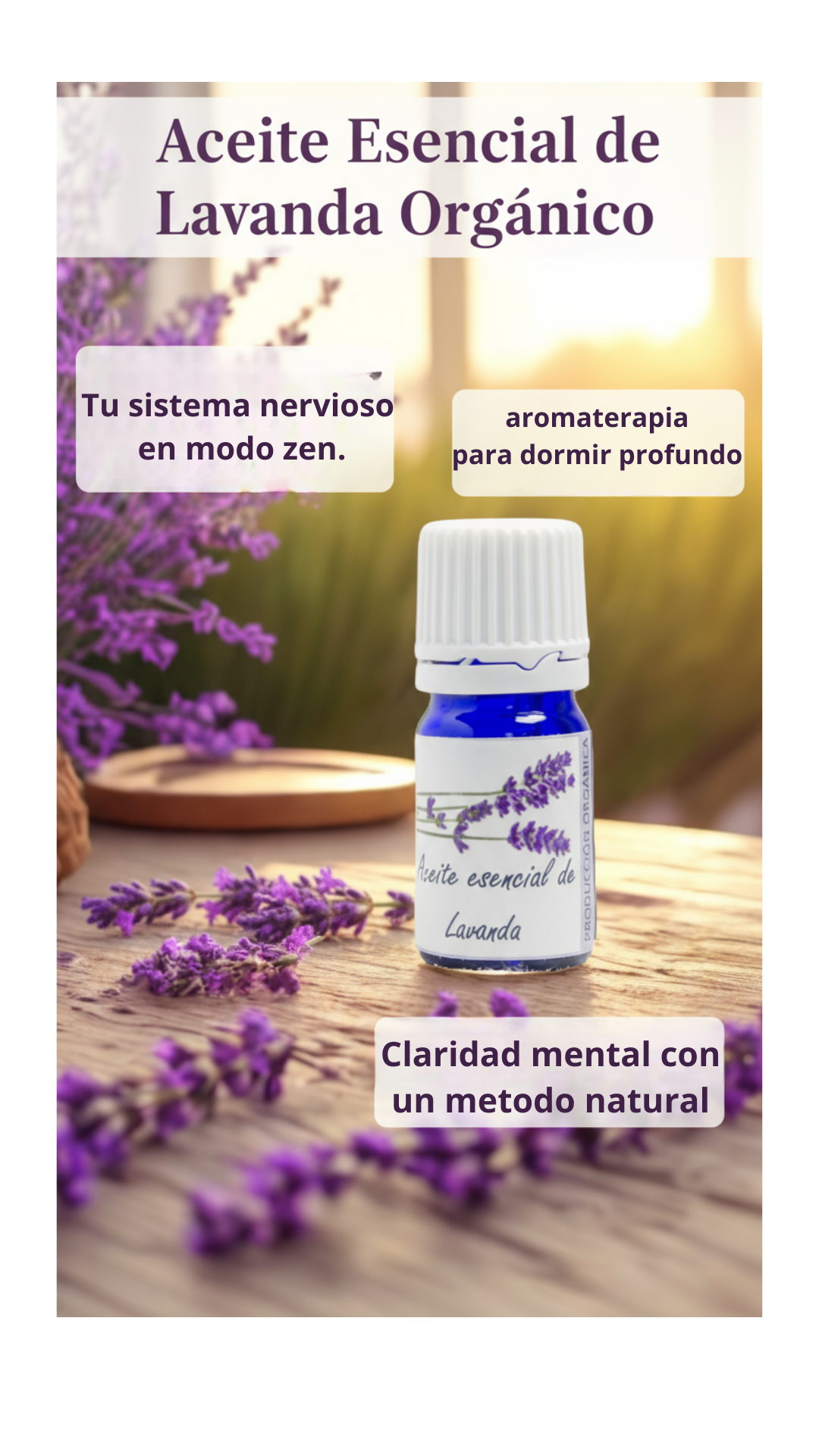 Aceite esencial orgánico de lavanda 5ml (Aromaterapia: Restaurador nervioso y emocional)